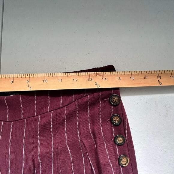 Rewash Wide Leg Pants Burgundy Grey Pinstripe Stretch Waist Women's Sz M - Picture 11 of 14